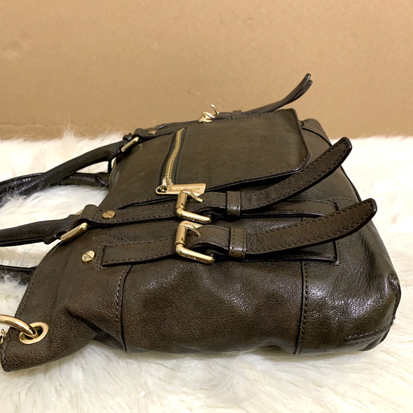 MICHAEL KORS Dark Olive Green Leather Belted Trim MCGRAW Slim Satchel w/Strap - Picture 14 of 16